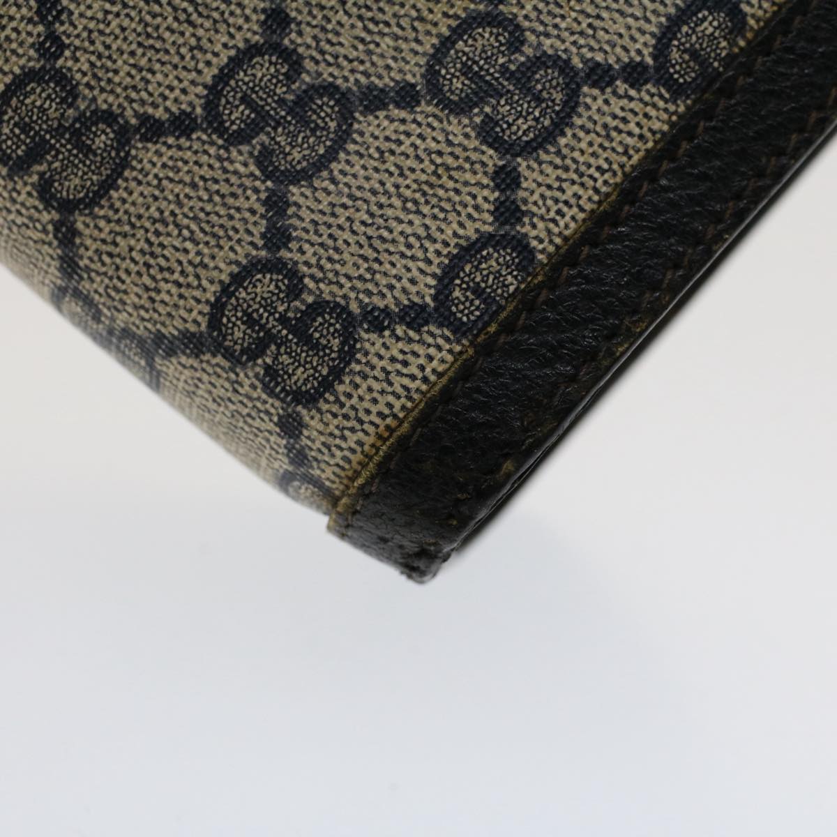 GUCCI GG Canvas Sherry Line Clutch Bag Gray Red Navy 89.01.032 51456