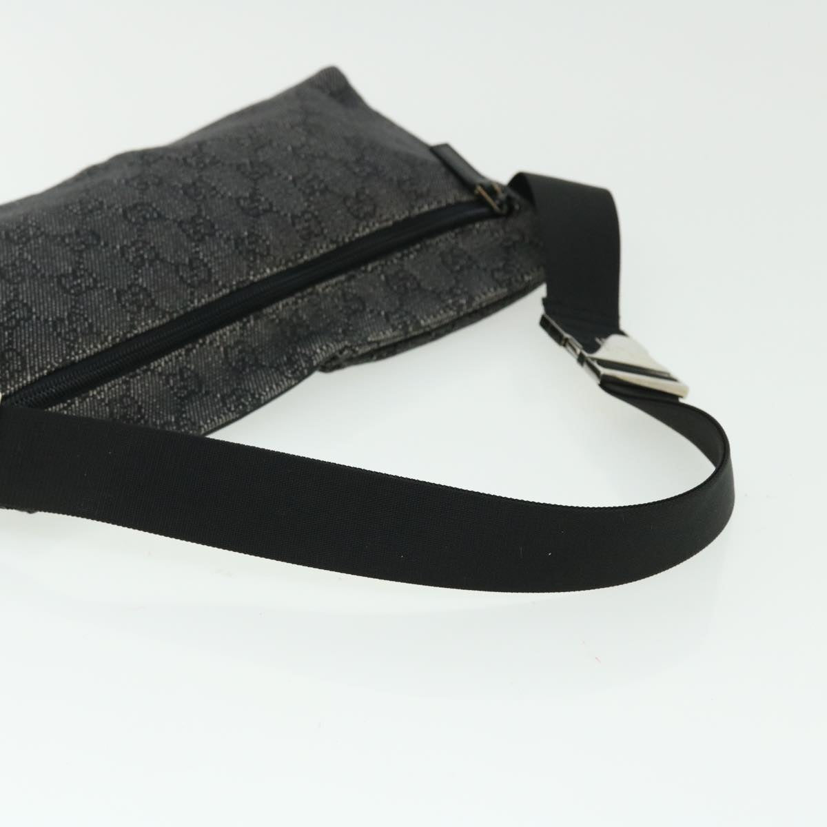 GUCCI GG Canvas Waist bag Leather Gray 28566 51469