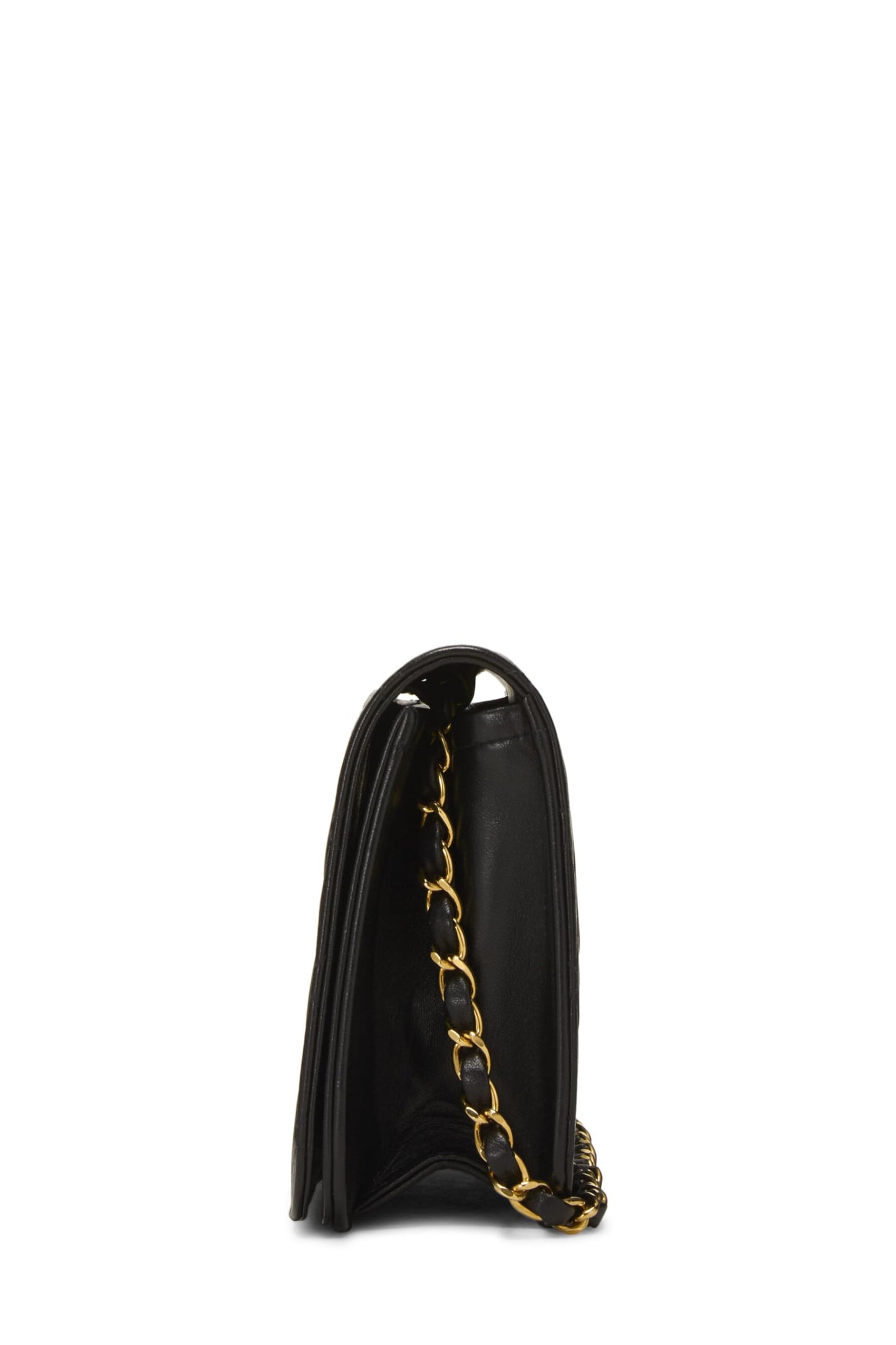 Chanel,  Black Quilted Lambskin Snap Full Flap Small, Black