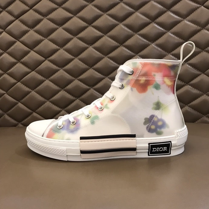 GLM - DIR B23 White Floral Print HIGH-TOP SNEAKER