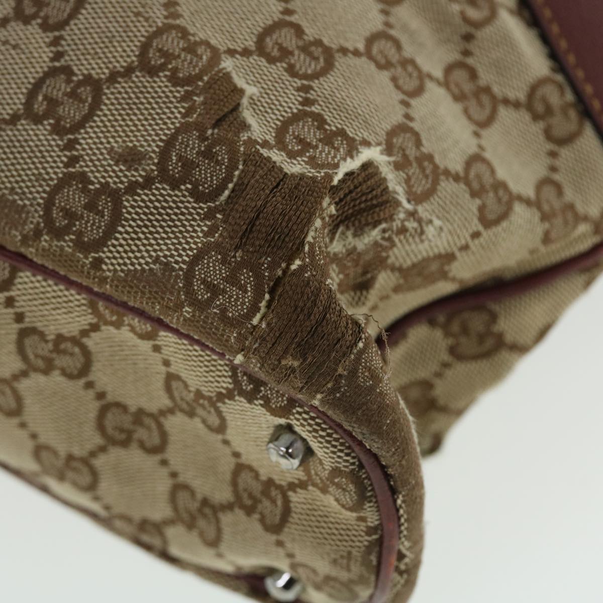 GUCCI GG Canvas Tote Bag Beige Red 113016 51639