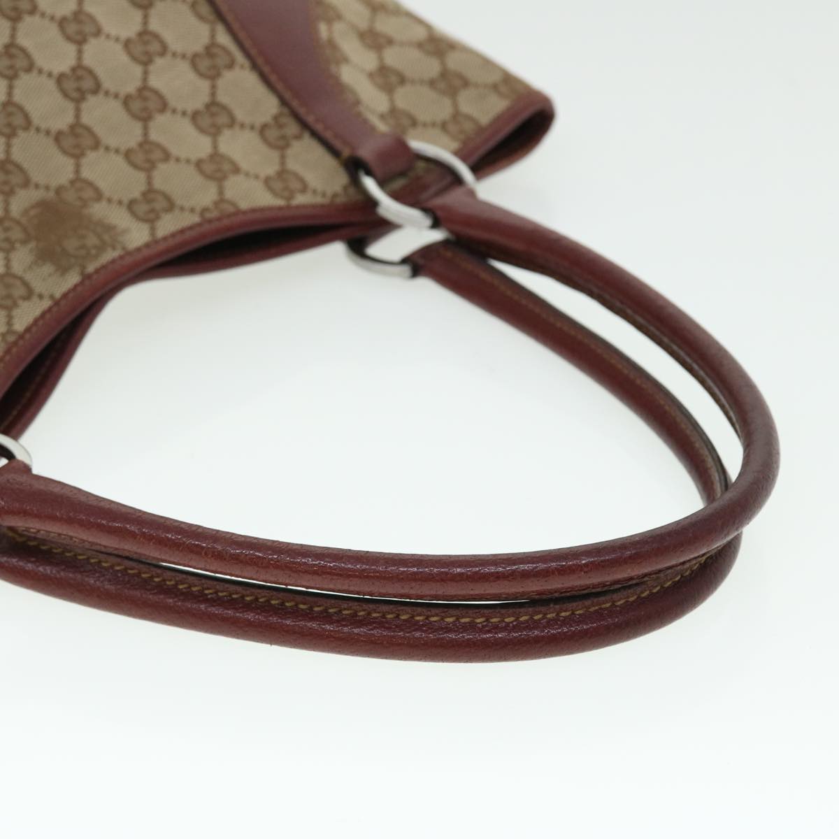 GUCCI GG Canvas Tote Bag Beige Red 113016 51639