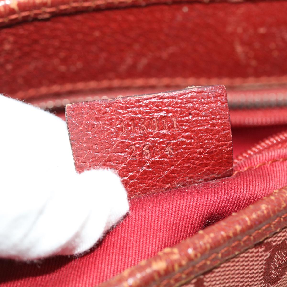 GUCCI GG Canvas Tote Bag Red 113011 51641