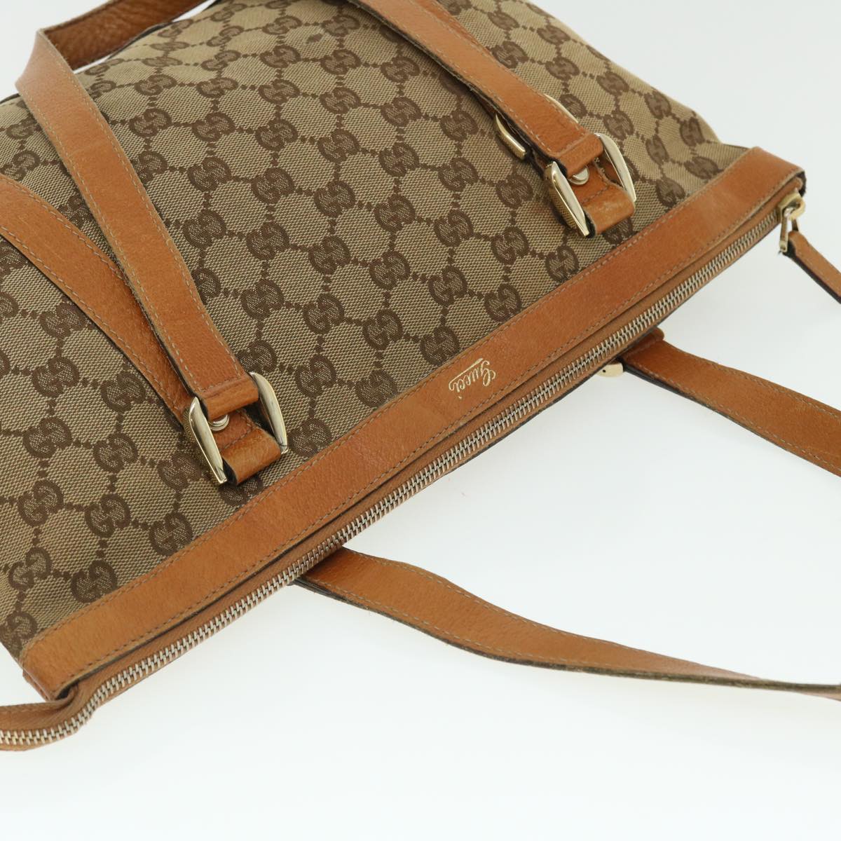 GUCCI GG Canvas Shoulder Bag Beige Brown 141470 51645
