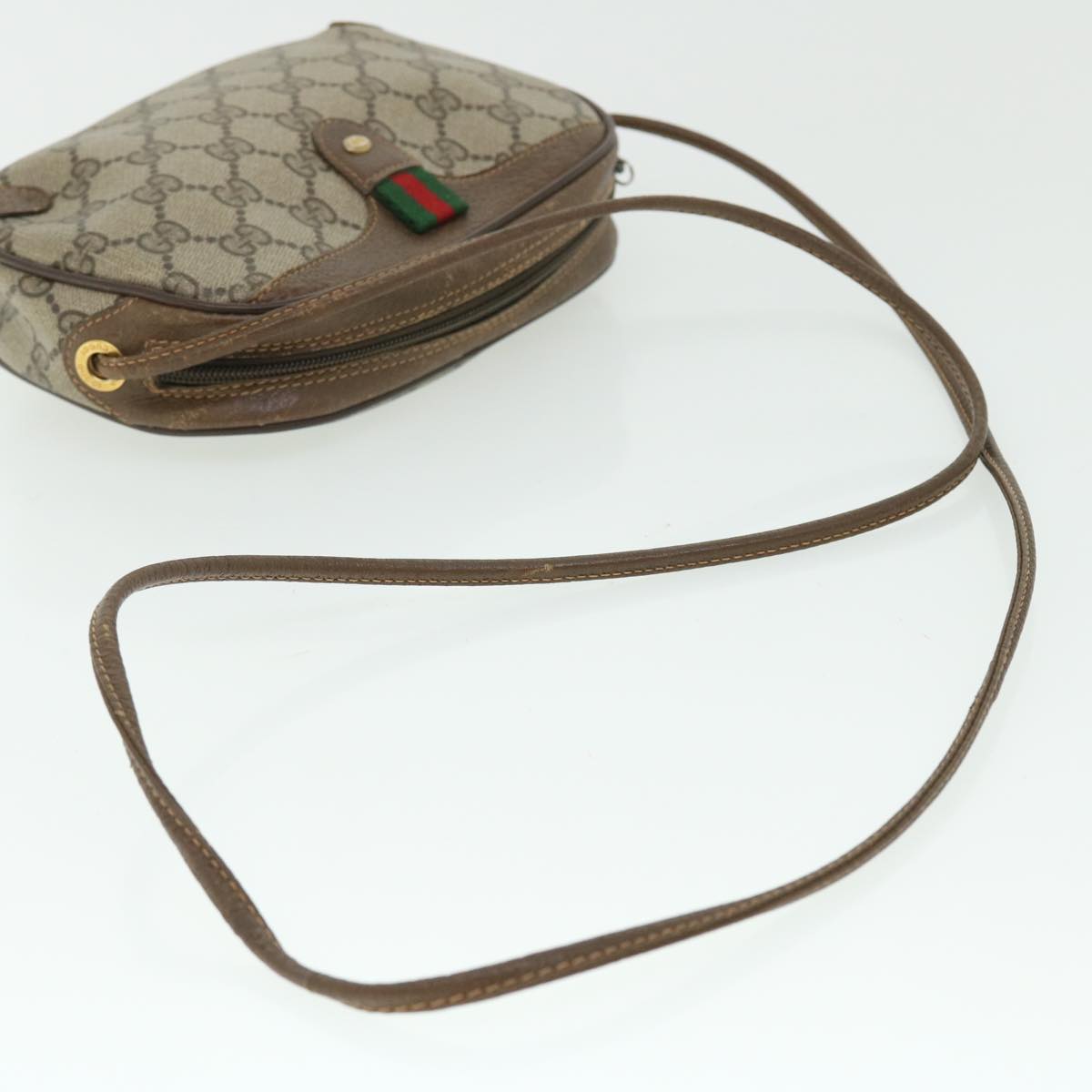GUCCI GG Canvas Web Sherry Line Shoulder Bag PVC Leather 156 02 066 51651