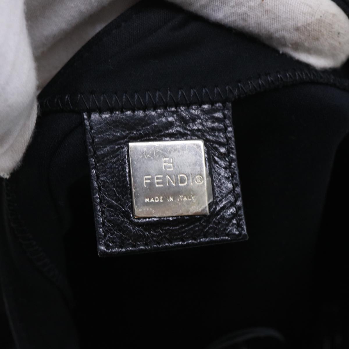 FENDI Mamma Baguette Shoulder Bag Nylon Black 51656