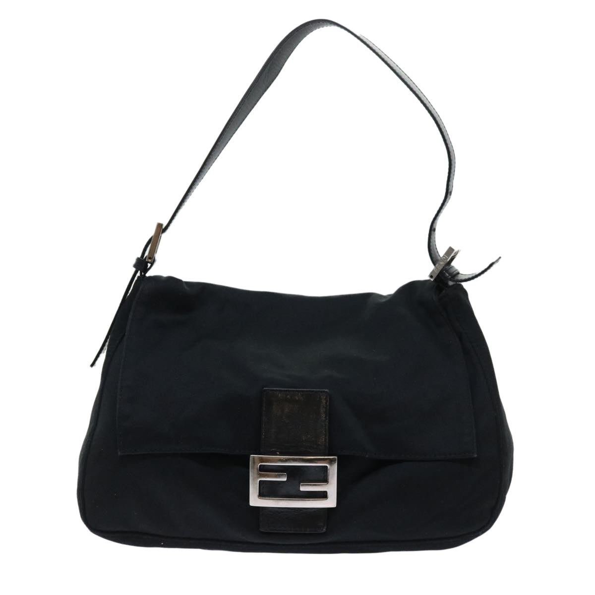 FENDI Mamma Baguette Shoulder Bag Nylon Black 51656