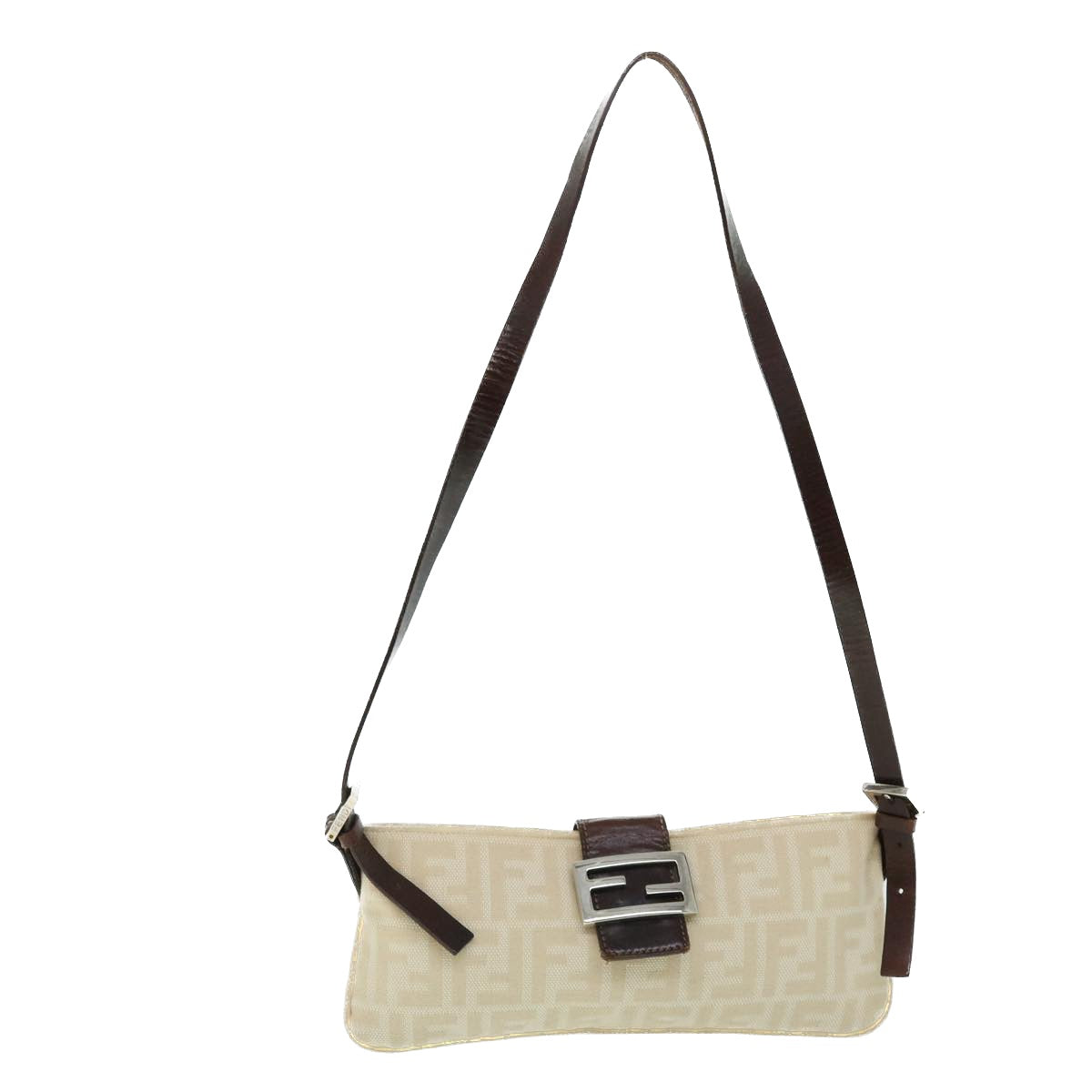 FENDI Zucca Canvas Mamma Baguette Shoulder Bag Beige 51888