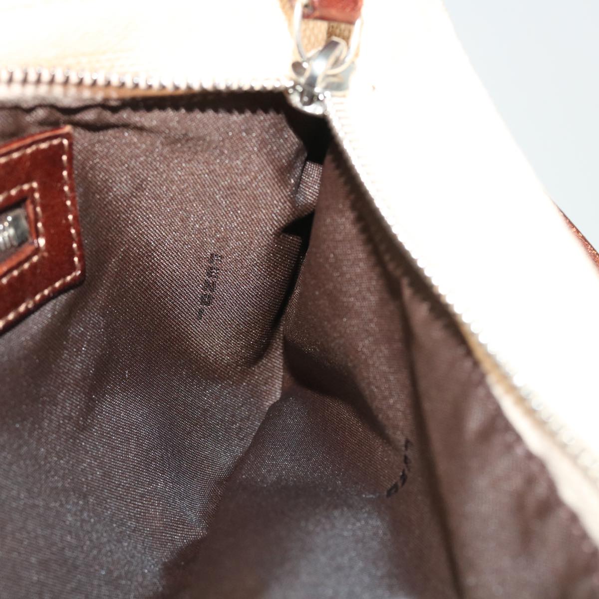 FENDI Zucca Canvas Mamma Baguette Shoulder Bag Beige 51888