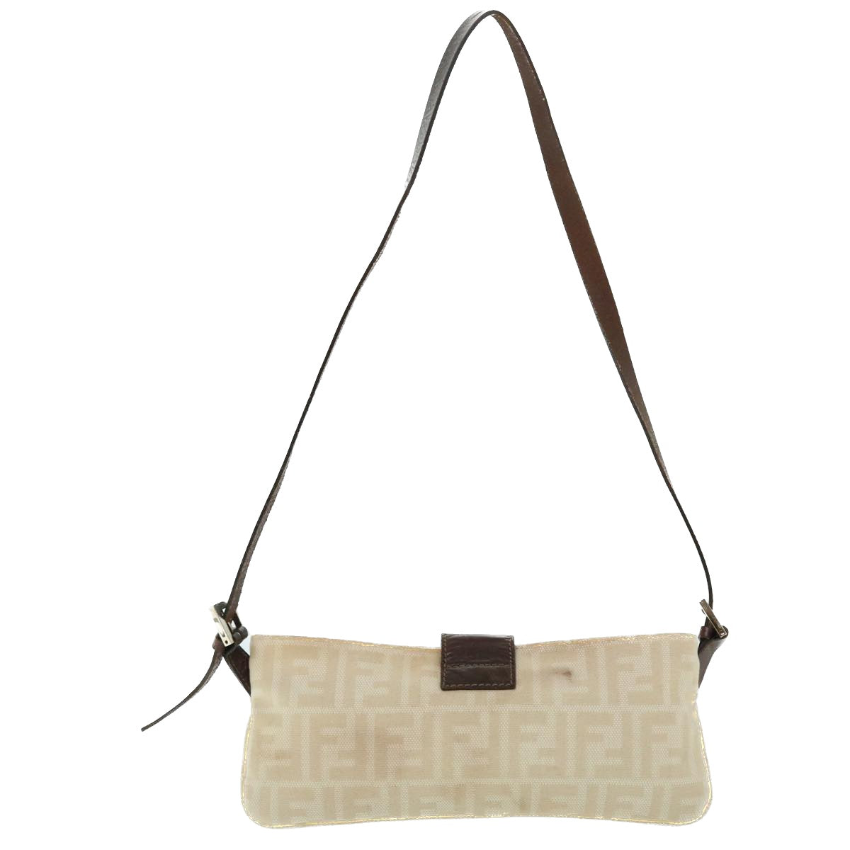 FENDI Zucca Canvas Mamma Baguette Shoulder Bag Beige 51888