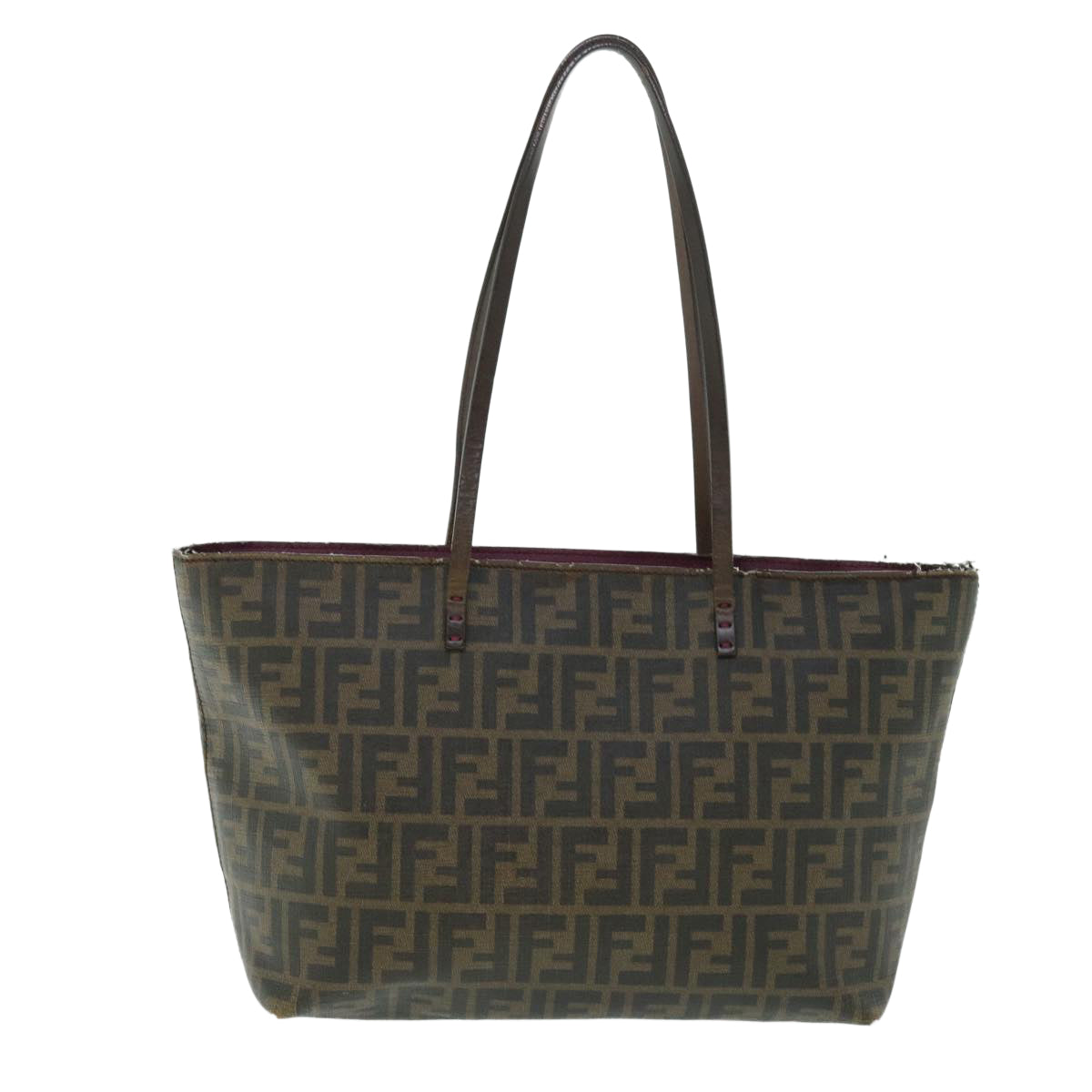 FENDI Zucca Canvas Tote Bag PVC Leather Brown Black purple 51890