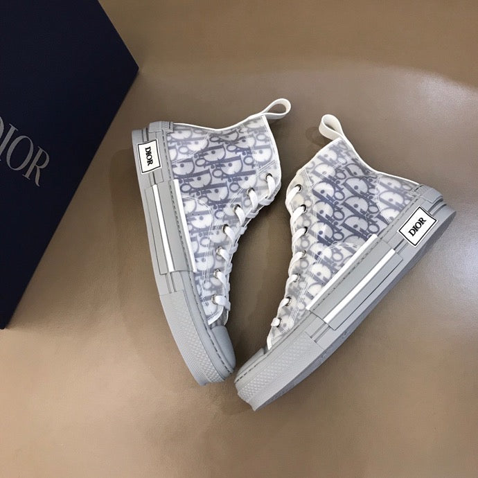 GLM - DIR B23 White and Navy HIGH-TOP SNEAKER