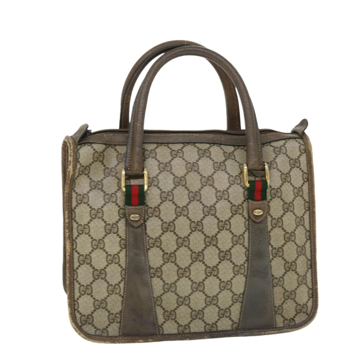 GUCCI GG Supreme Web Sherry Line Hand Bag Beige Green Red 51972