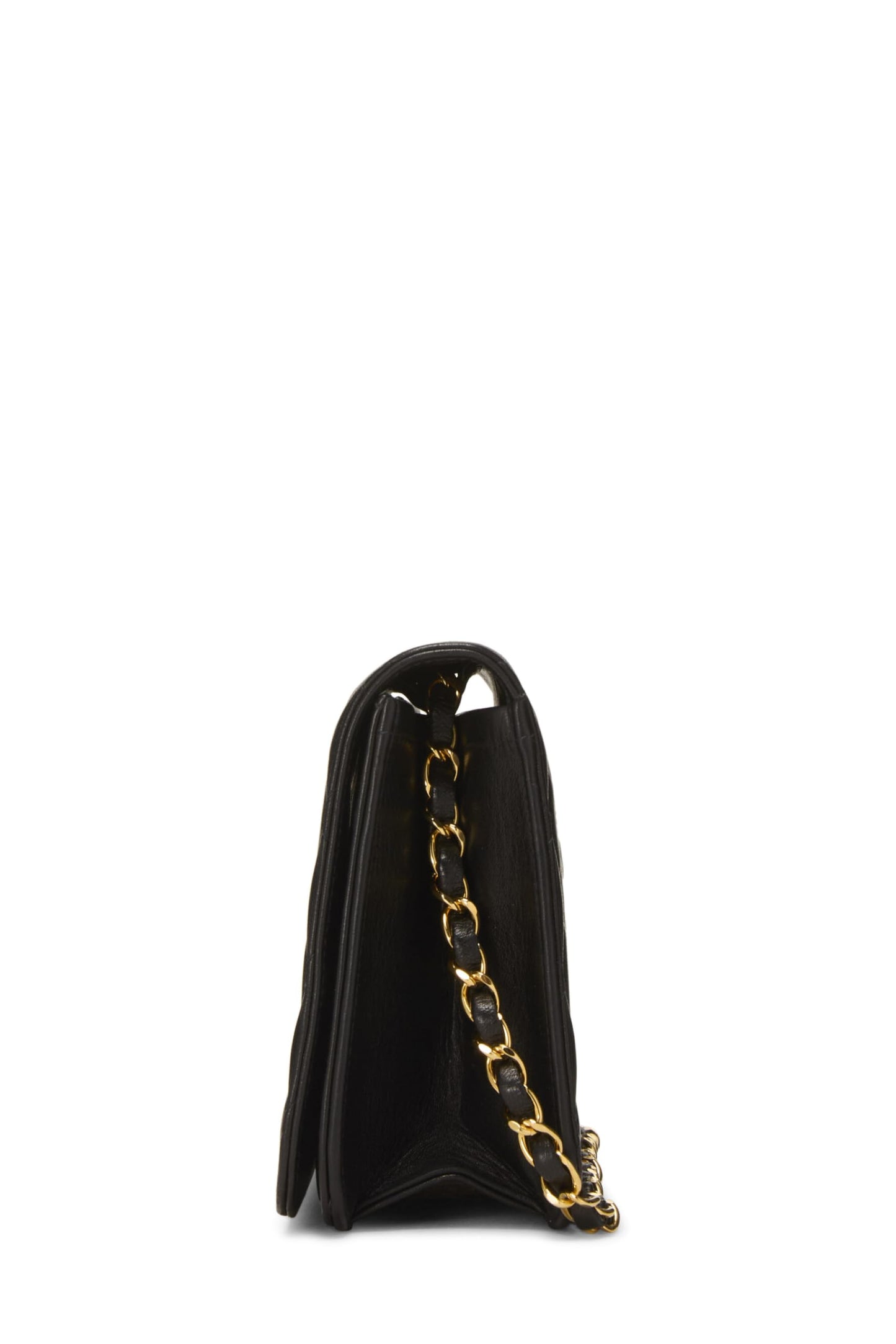 Chanel,  Black Quilted Lambskin Snap Full Flap Small, Black