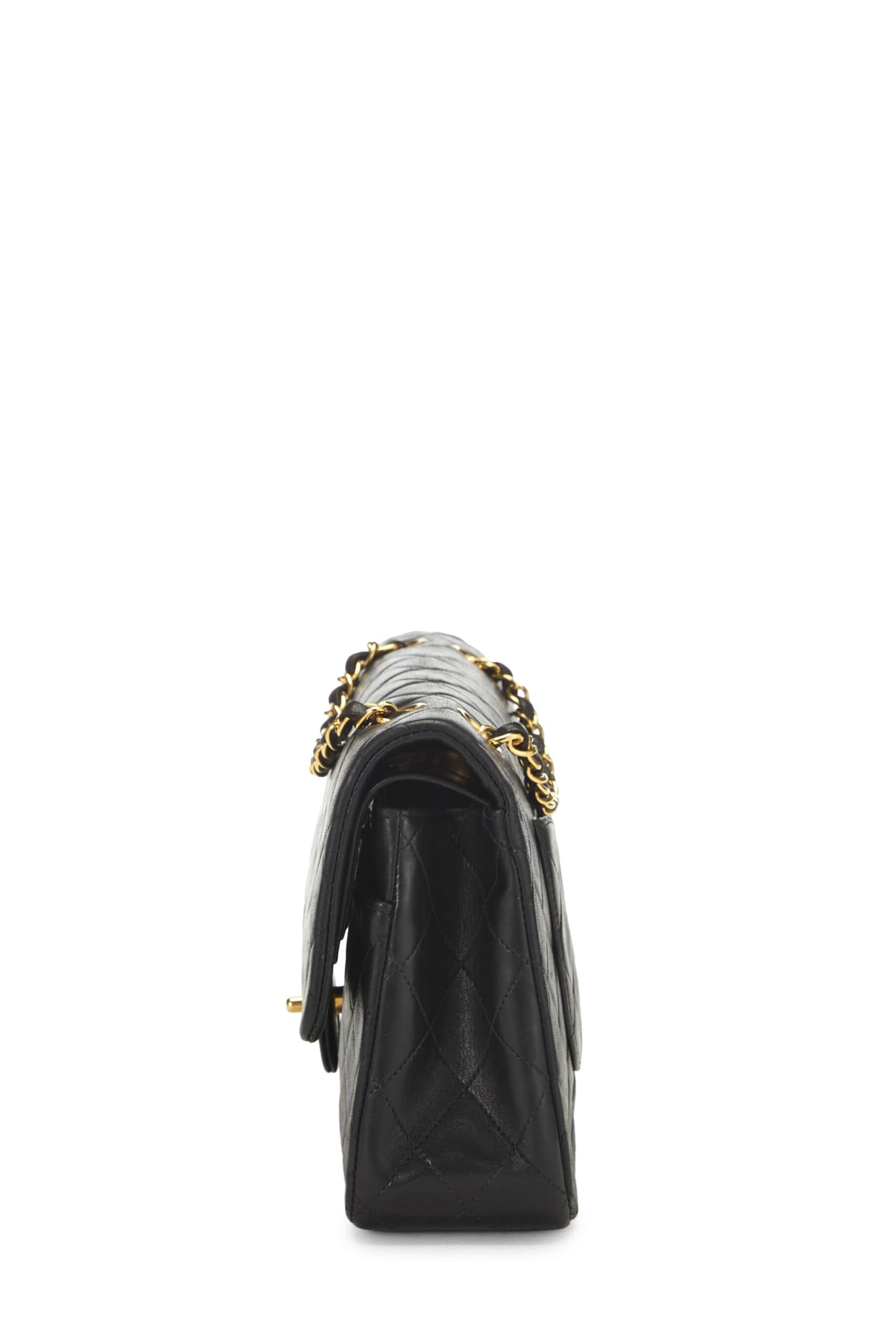 Chanel,  Black Quilted Lambskin Classic Double Flap Medium, Black