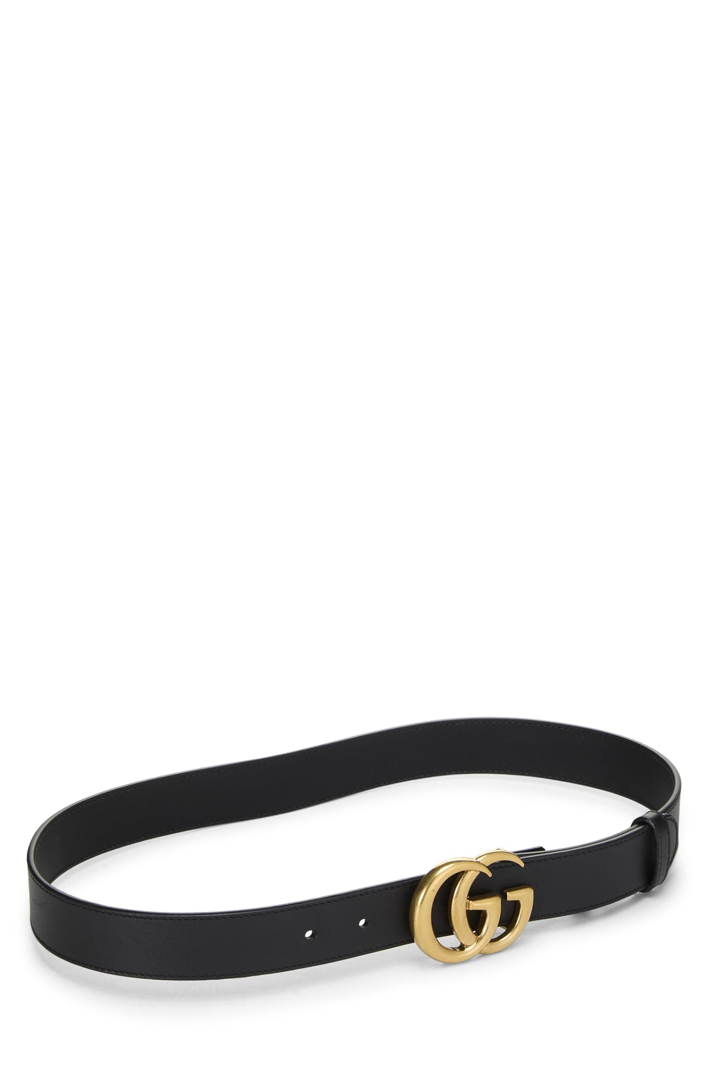 Gucci,  Black Leather GG Marmont Belt, Black