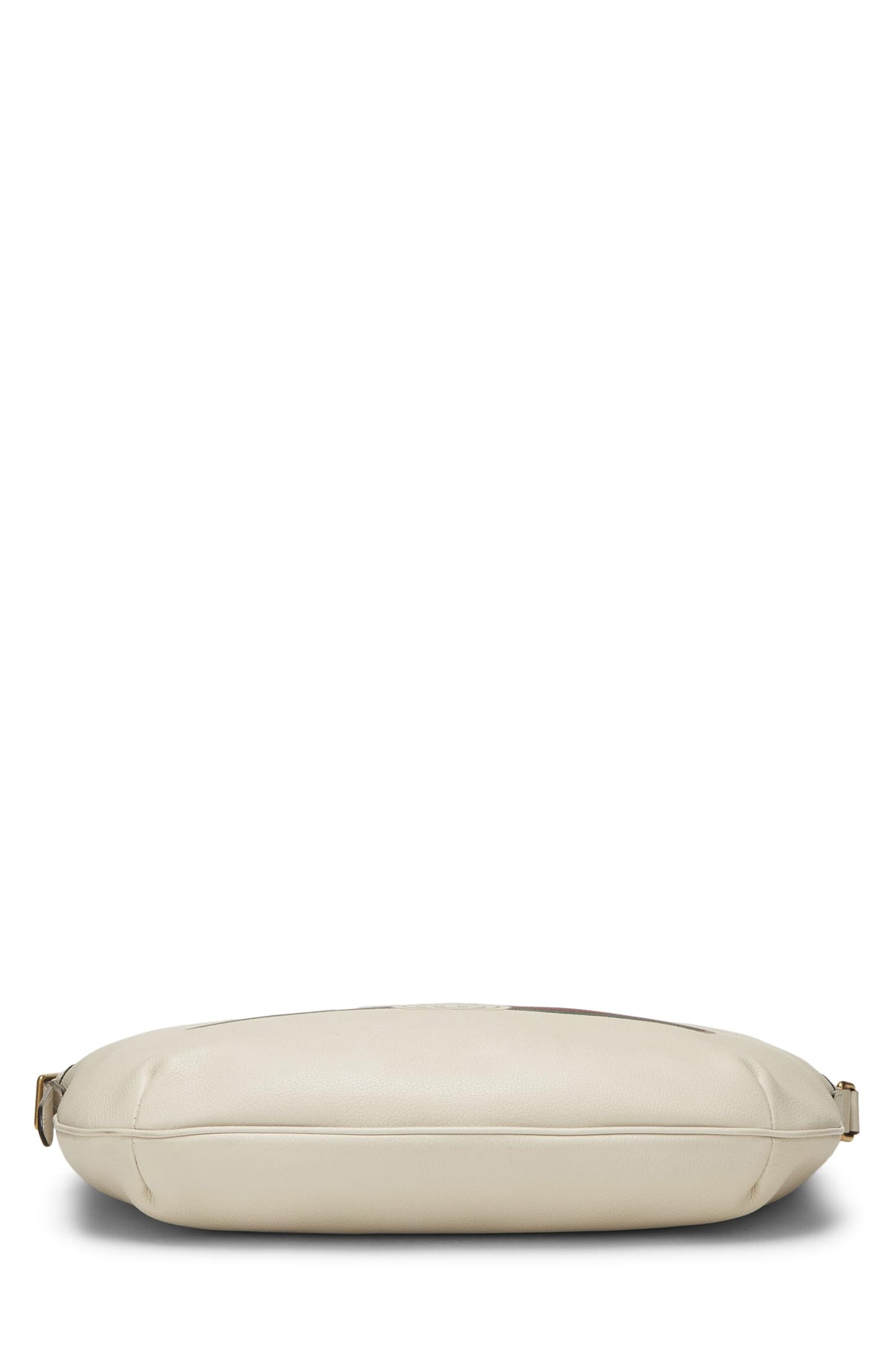 Gucci,  White Leather Logo Print Half Moon Hobo, White