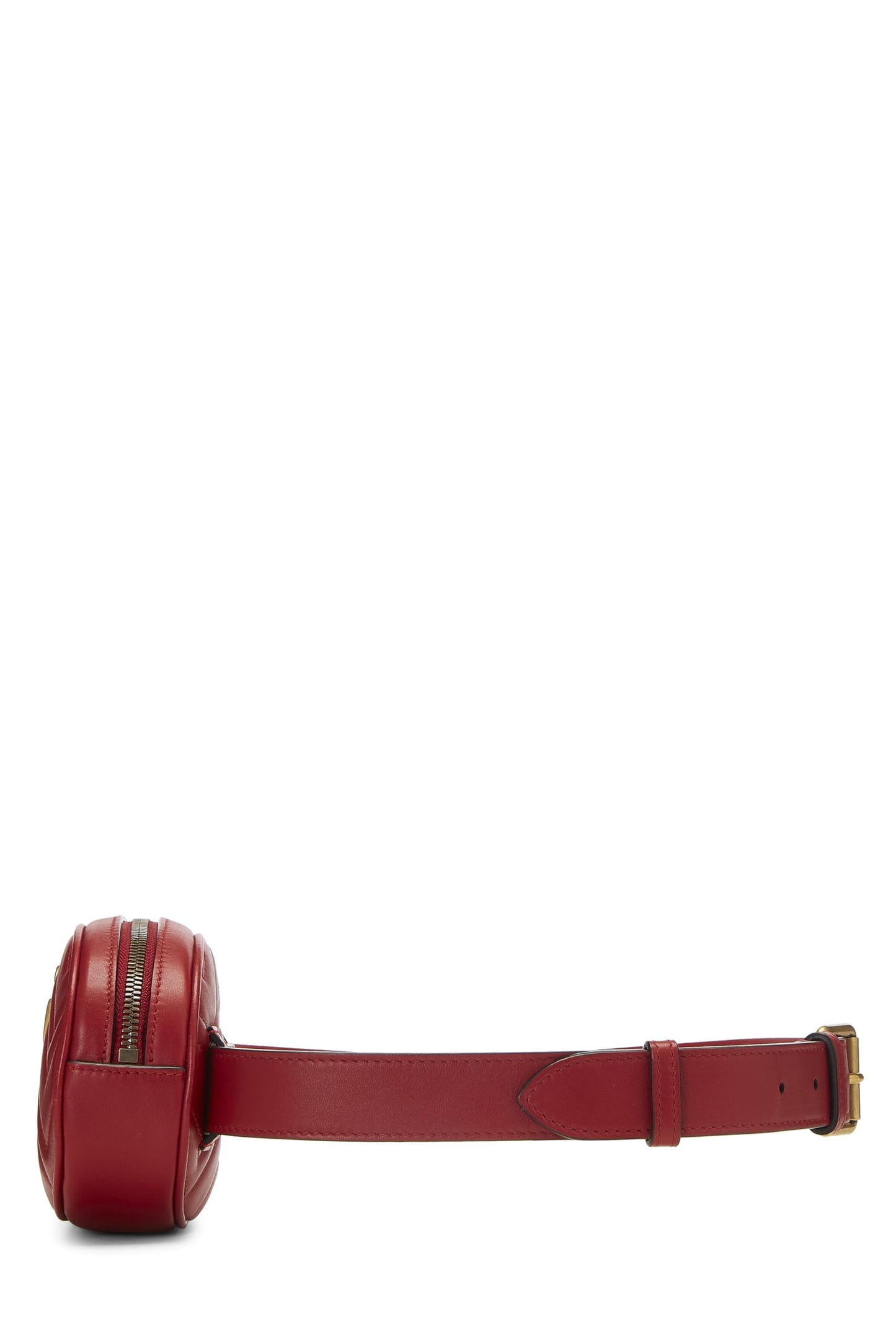 Gucci,  Red Chevron Leather GG Marmont Belt Bag, Red