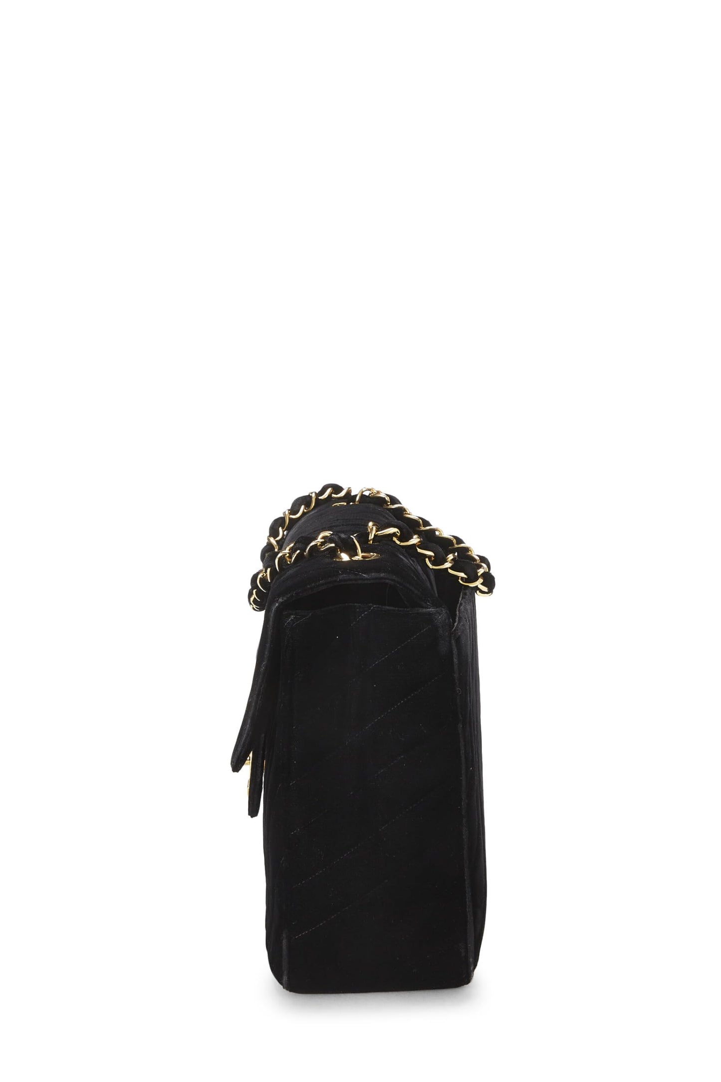 Chanel,  Black Velvet Chevron Flap Maxi, Black