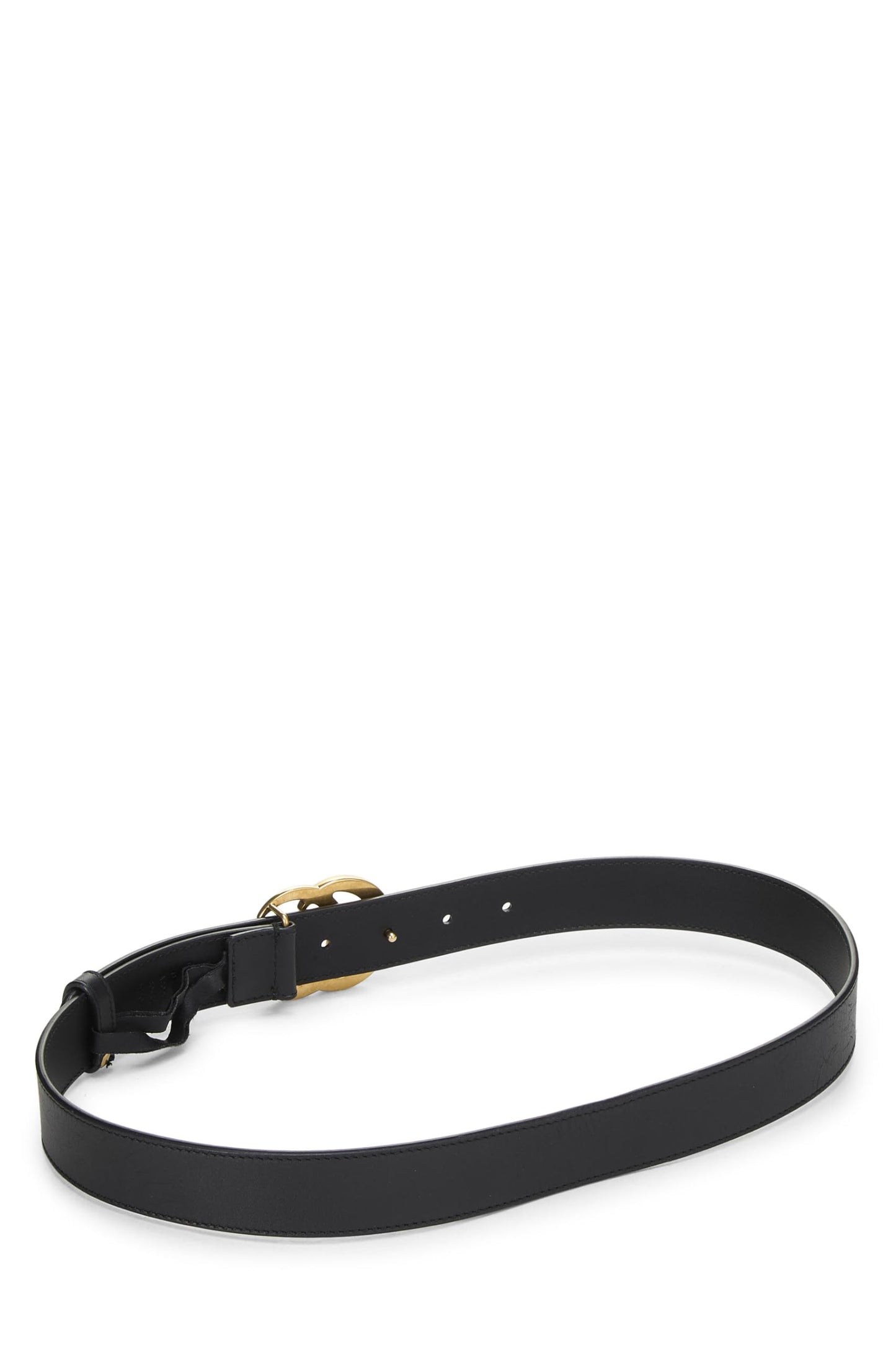 Gucci,  Black Leather GG Marmont Belt, Black