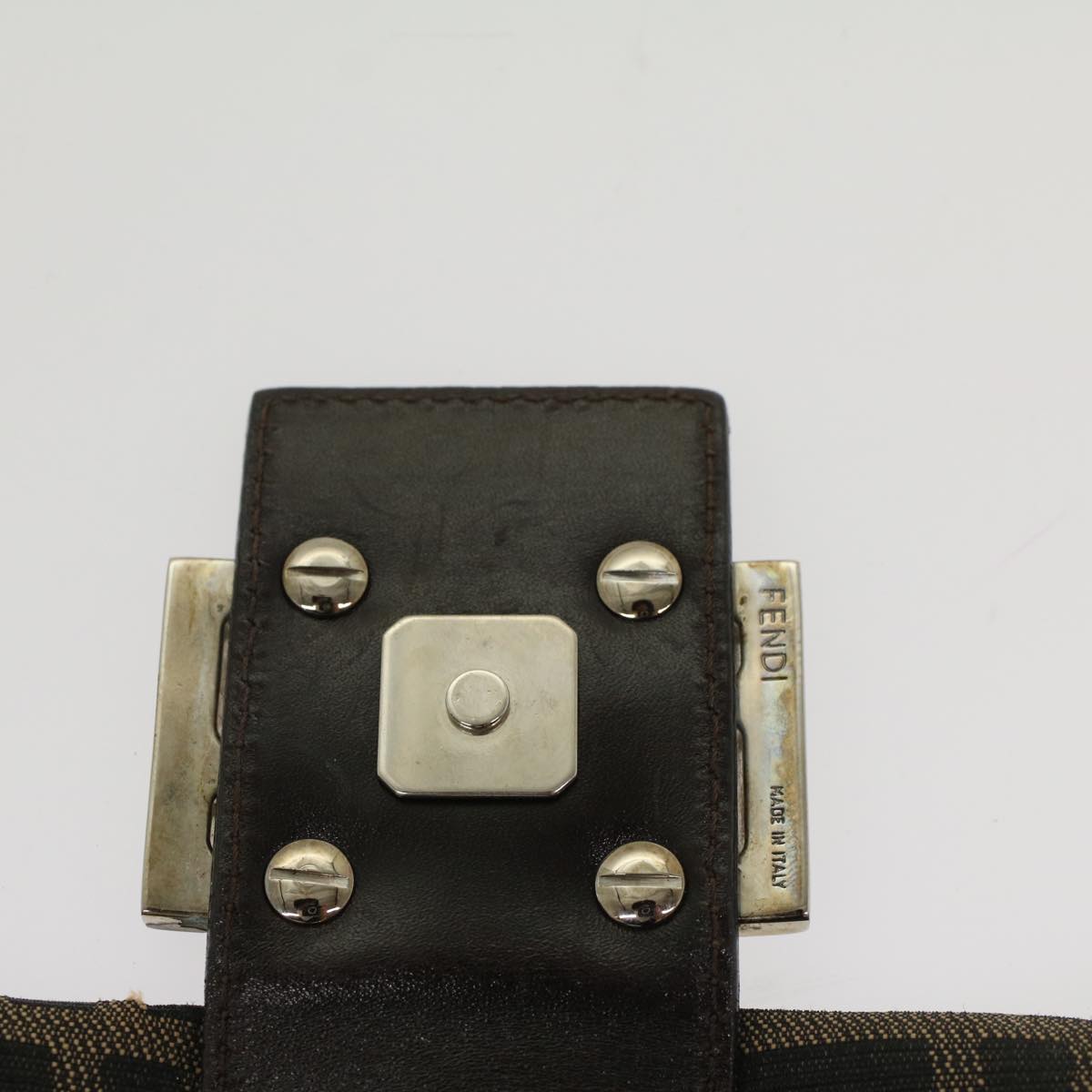 FENDI Zucca Canvas Mamma Baguette Shoulder Bag Black Brown 52008