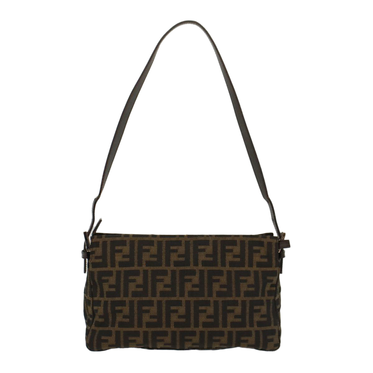 FENDI Zucca Canvas Mamma Baguette Shoulder Bag Black Brown 52008