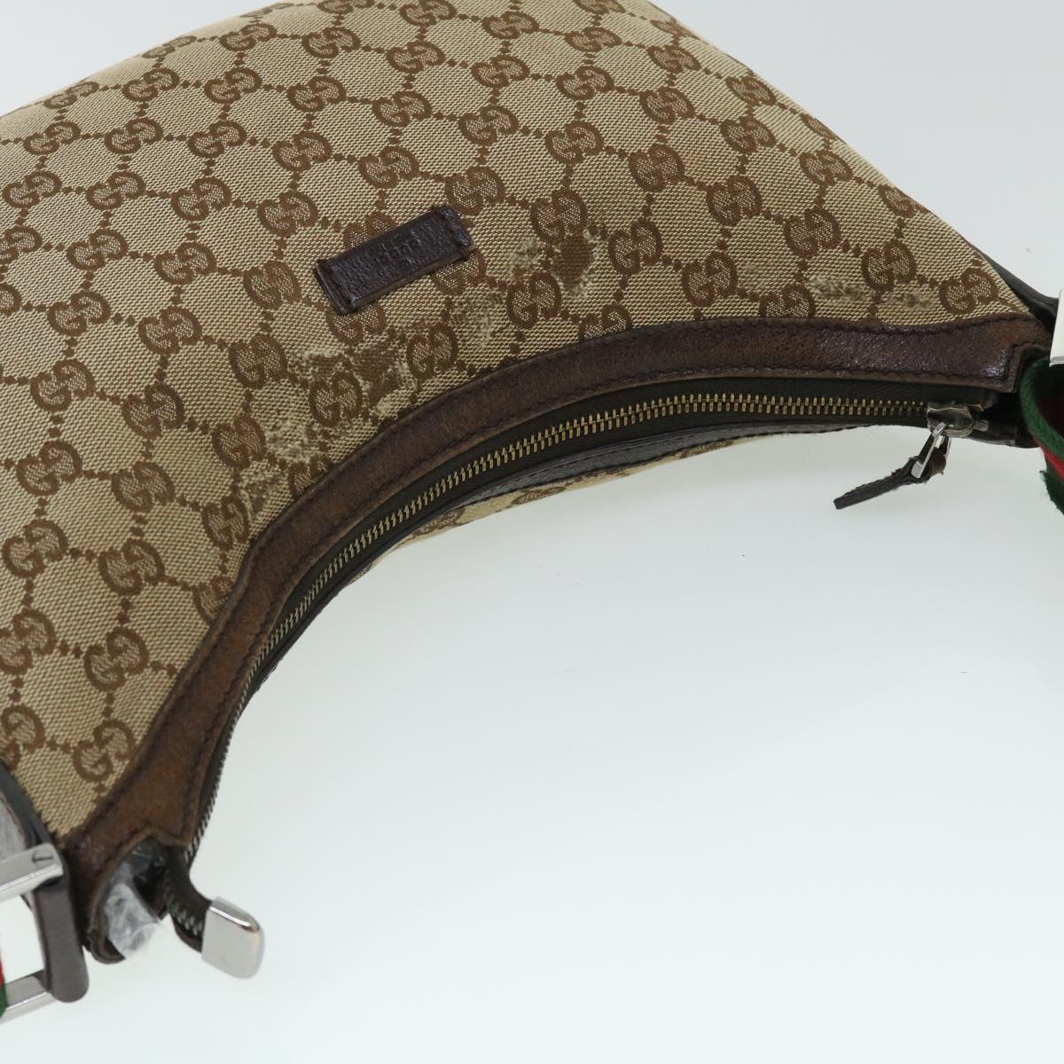 GUCCI GG Canvas Web Sherry Line Cross Shoulder Bag Beige Red 181092 52012