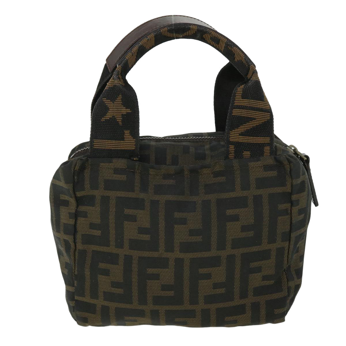 FENDI Zucca Canvas Hand Bag Black Brown 52035