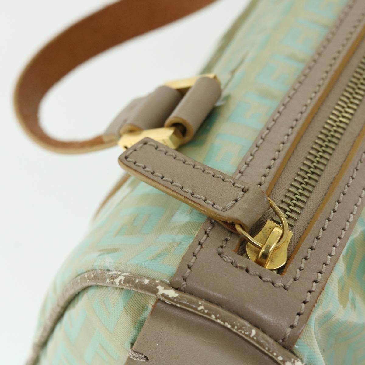 FENDI Zucchino Canvas Hand Bag Enamel Light Blue 52118