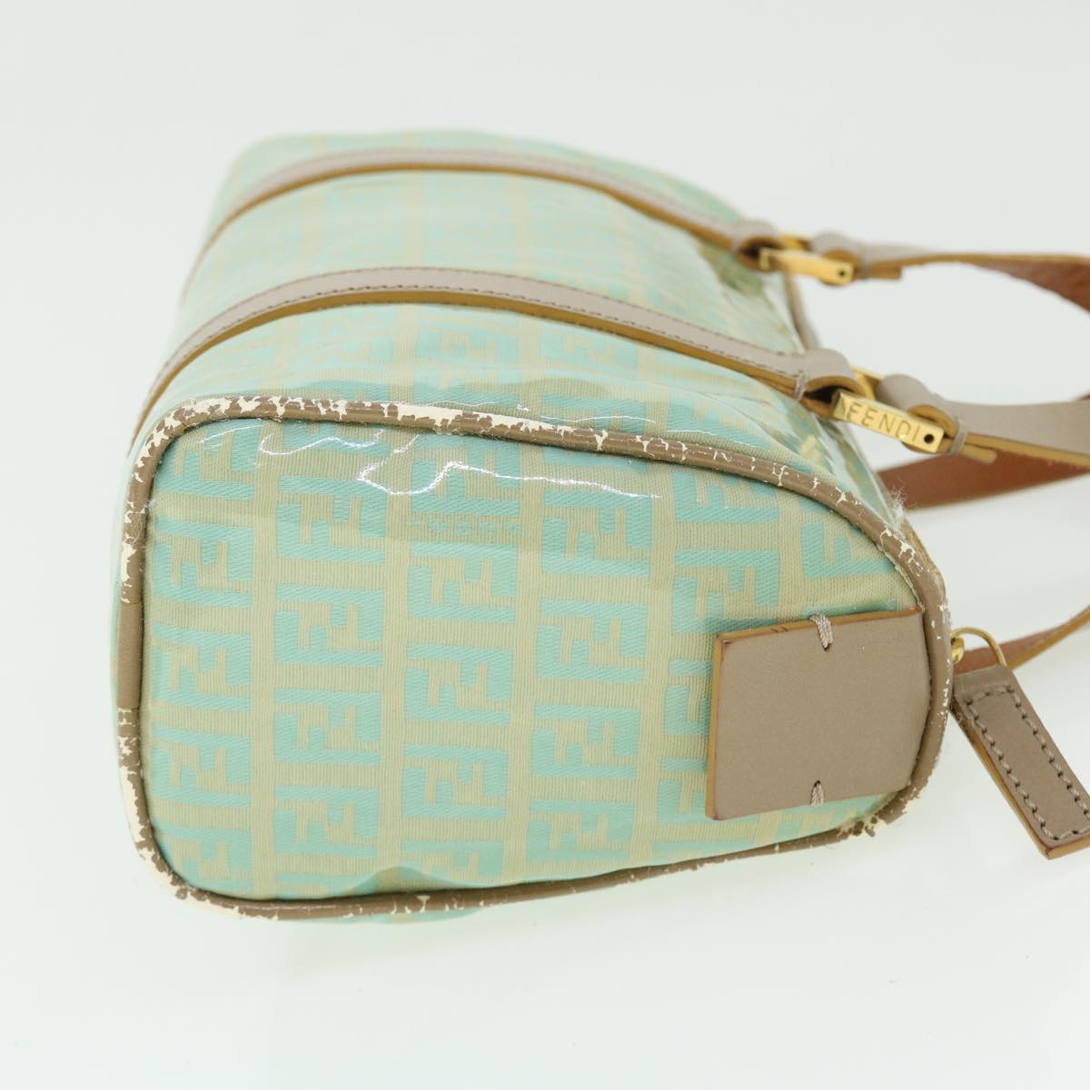 FENDI Zucchino Canvas Hand Bag Enamel Light Blue 52118