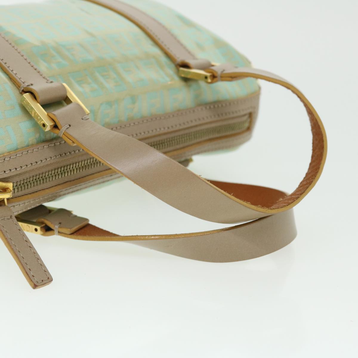 FENDI Zucchino Canvas Hand Bag Enamel Light Blue 52118