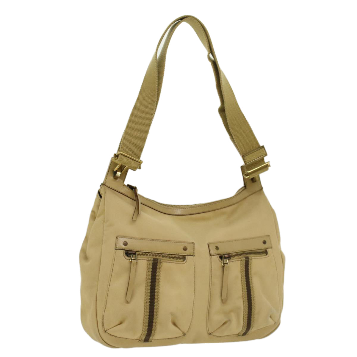 GUCCI Sherry Line Shoulder Bag Canvas Beige Brown 90762 52131