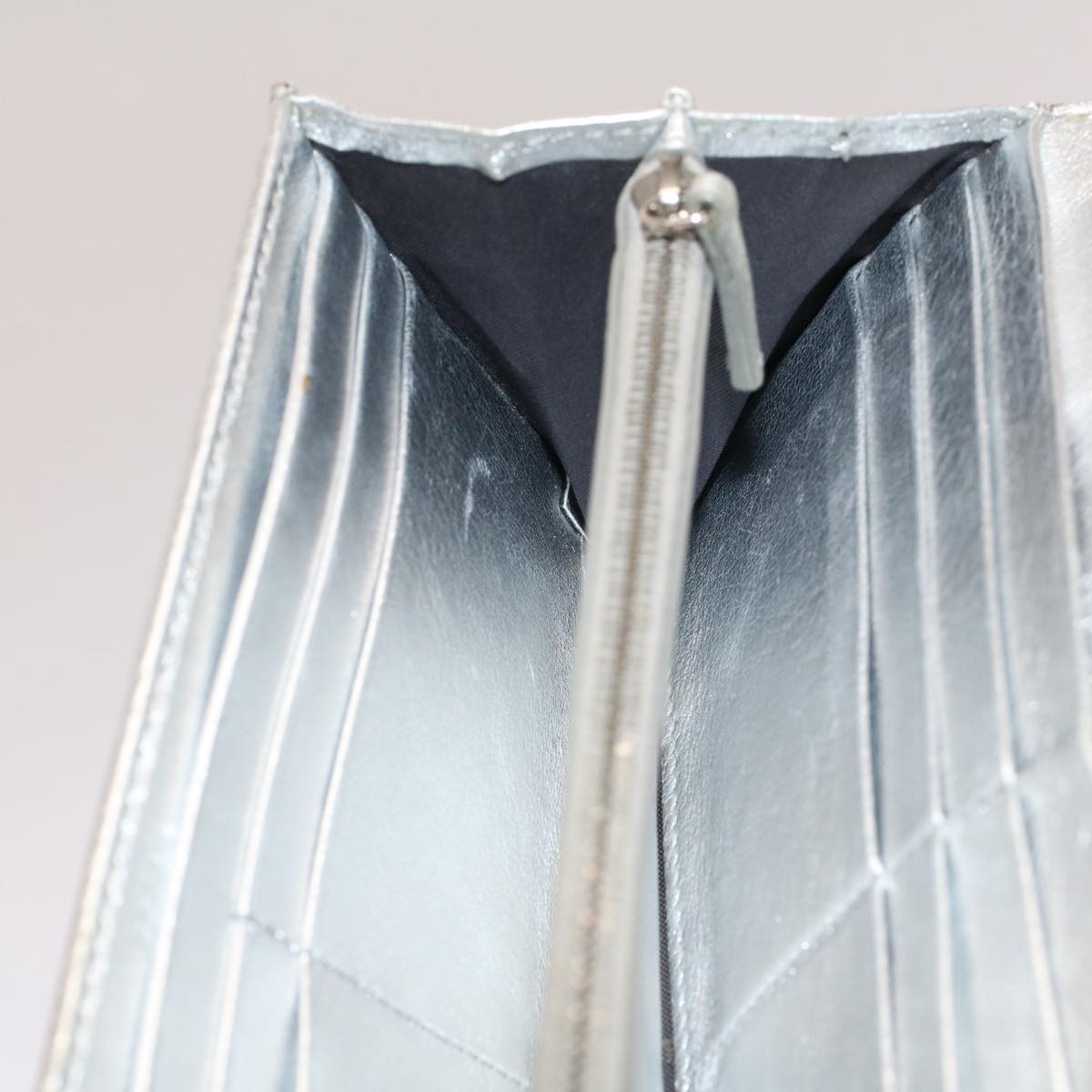 FENDI Zucca Canvas Mamma Baguette Long Wallet Silver 52170