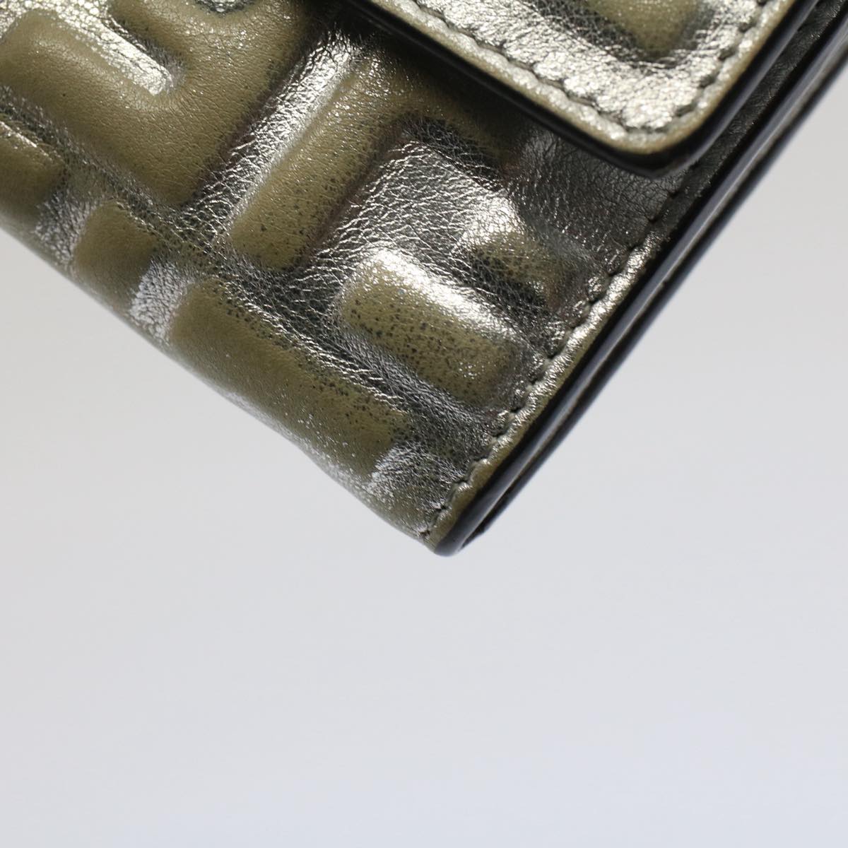 FENDI Zucca Canvas Mamma Baguette Long Wallet Silver 52170