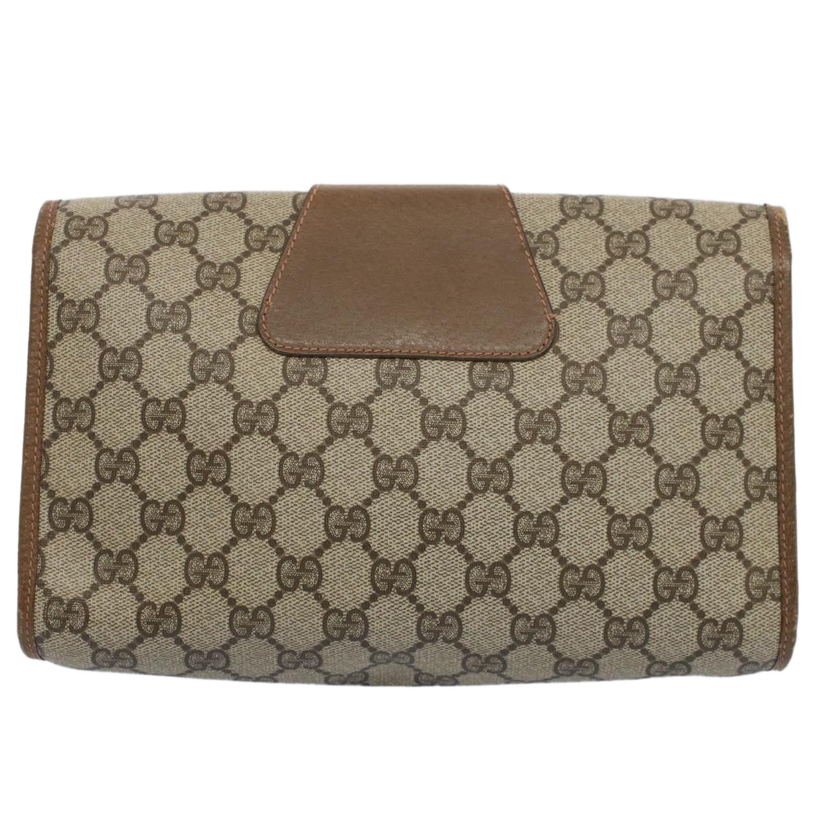 GUCCI GG Canvas Web Sherry Line Clutch Bag PVC Leather Beige Red 52248