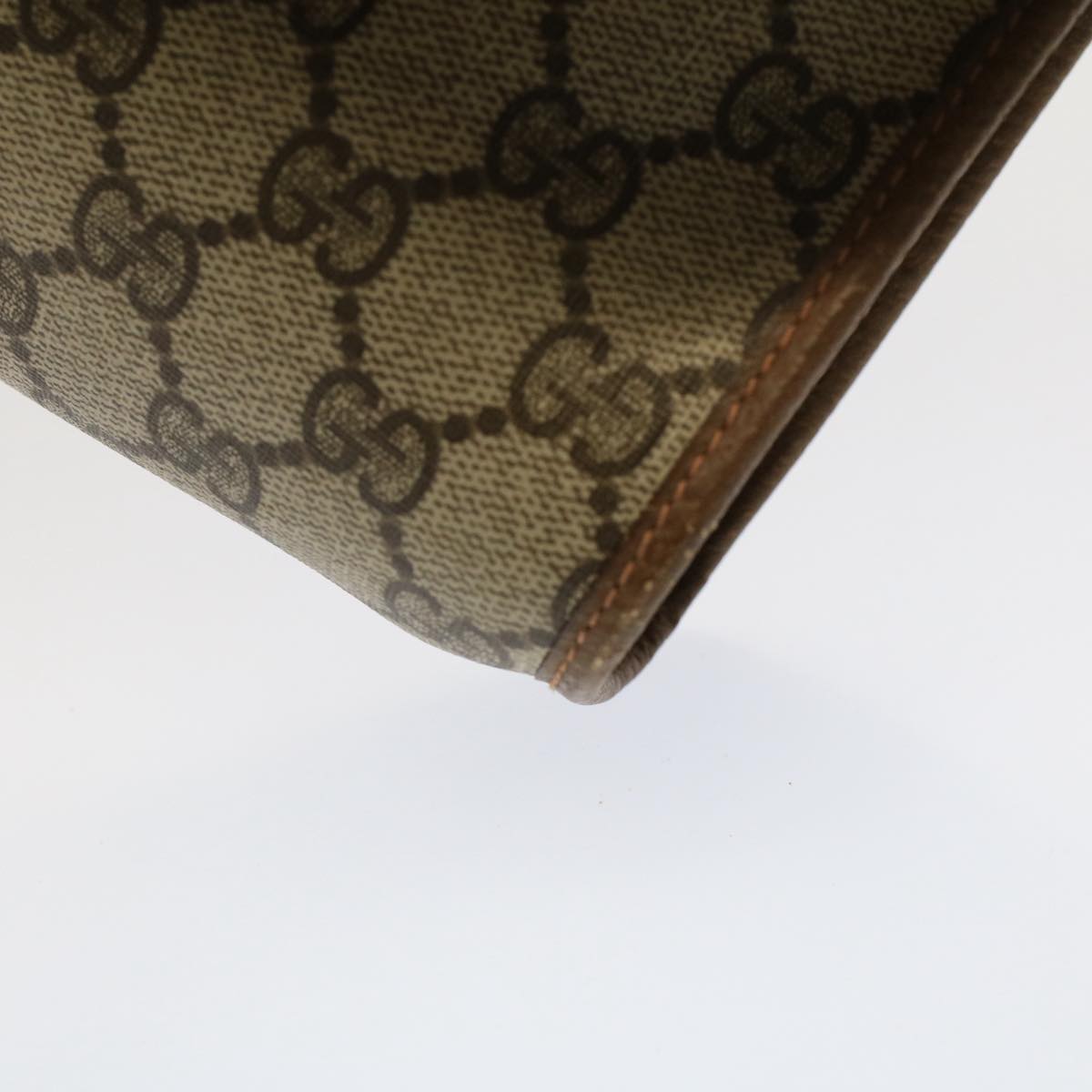 GUCCI GG Canvas Web Sherry Line Clutch Bag PVC Leather Beige Red 52248