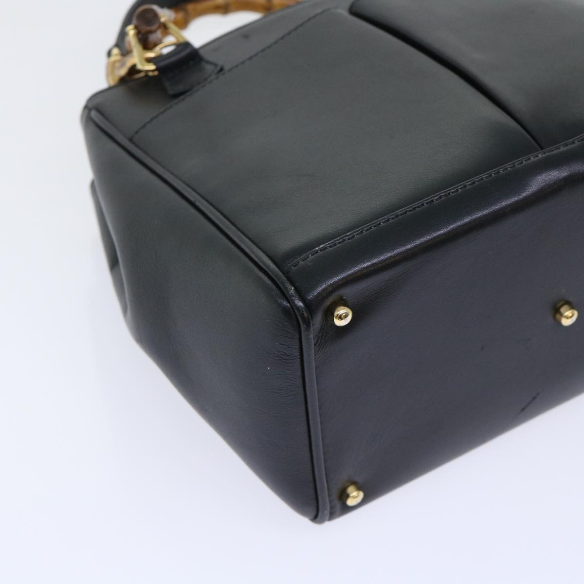 GUCCI Bamboo Hand Bag Leather 2way Black 000 122 0316 52432