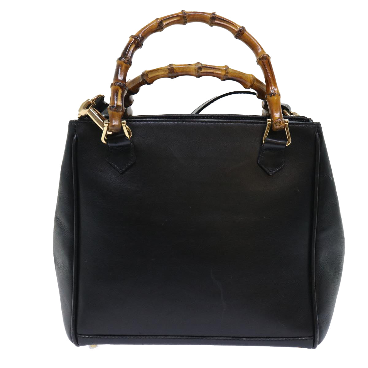 GUCCI Bamboo Hand Bag Leather 2way Black 000 122 0316 52432