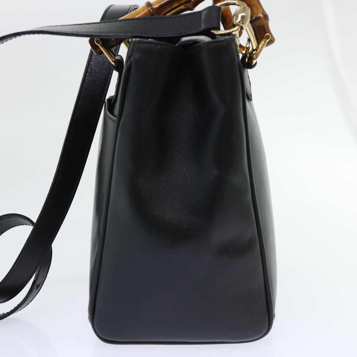 GUCCI Bamboo Hand Bag Leather 2way Black 000 122 0316 52432
