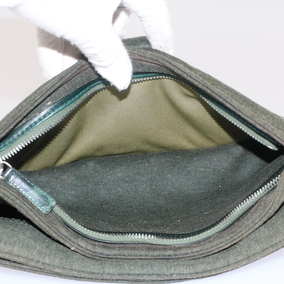 FENDI Mamma Baguette Shoulder Bag Nylon Green 52438