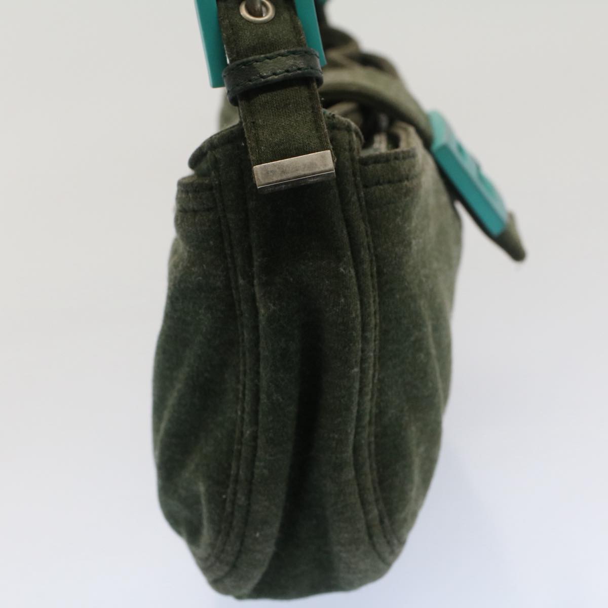 FENDI Mamma Baguette Shoulder Bag Nylon Green 52438