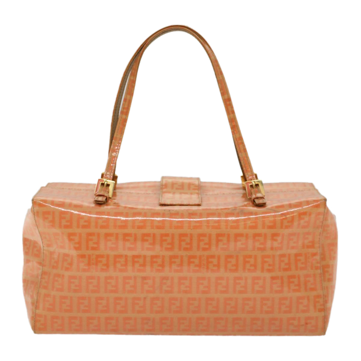 FENDI Zucchino Canvas Mamma Baguette Hand Bag Enamel Orange 52439