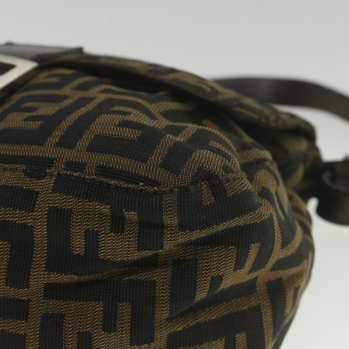 FENDI Zucca Canvas Mamma Baguette Shoulder Bag Brown 52440