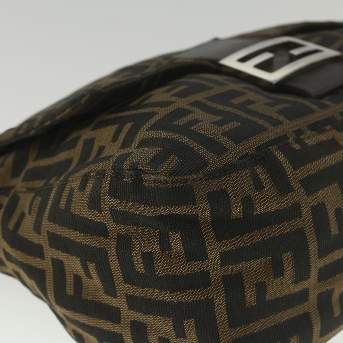 FENDI Zucca Canvas Mamma Baguette Shoulder Bag Brown 52440