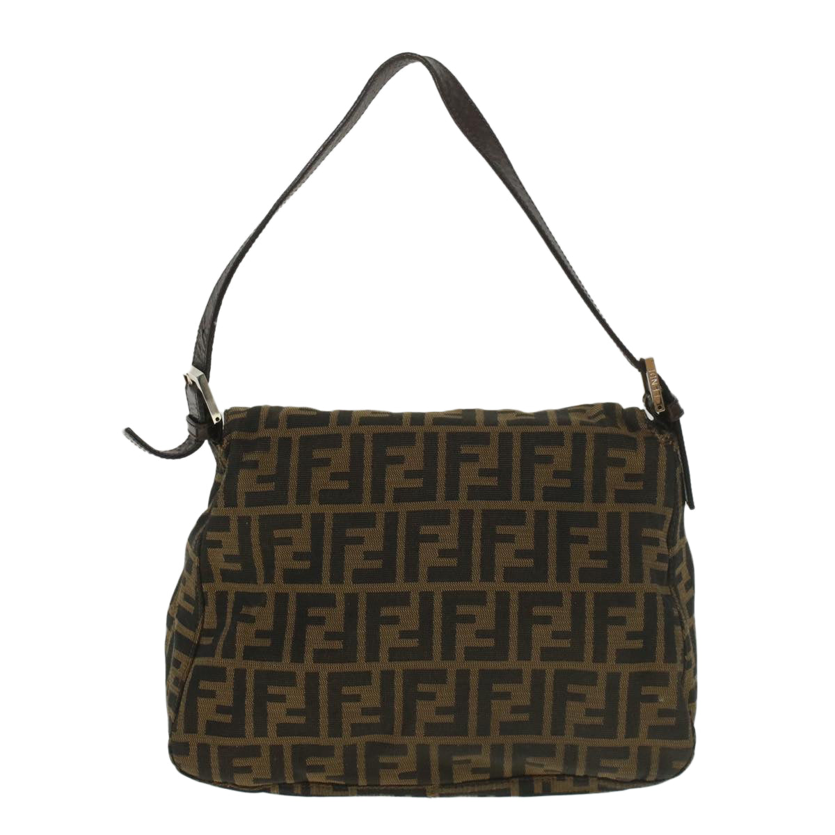 FENDI Zucca Canvas Mamma Baguette Shoulder Bag Brown 52440