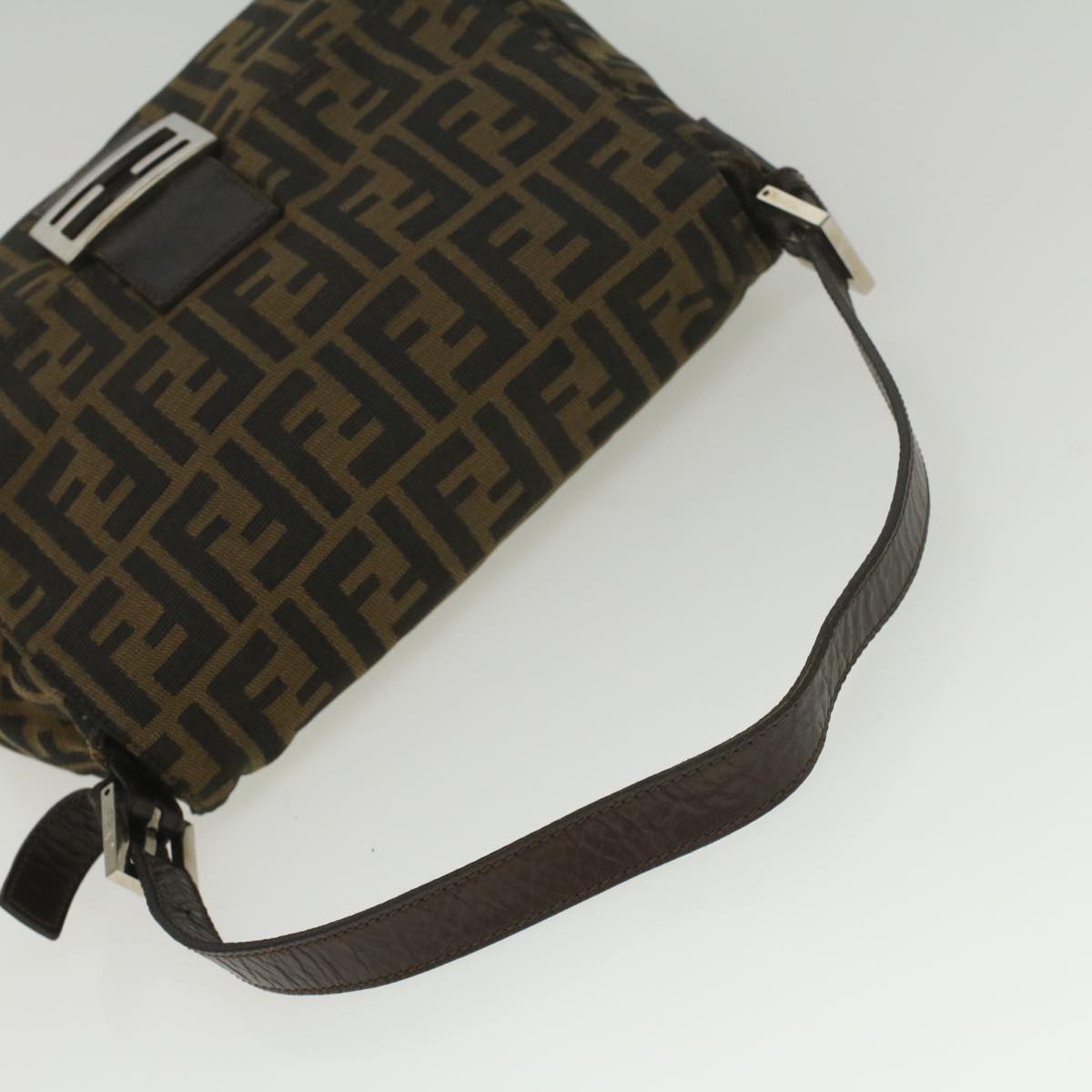 FENDI Zucca Canvas Mamma Baguette Shoulder Bag Brown 52440