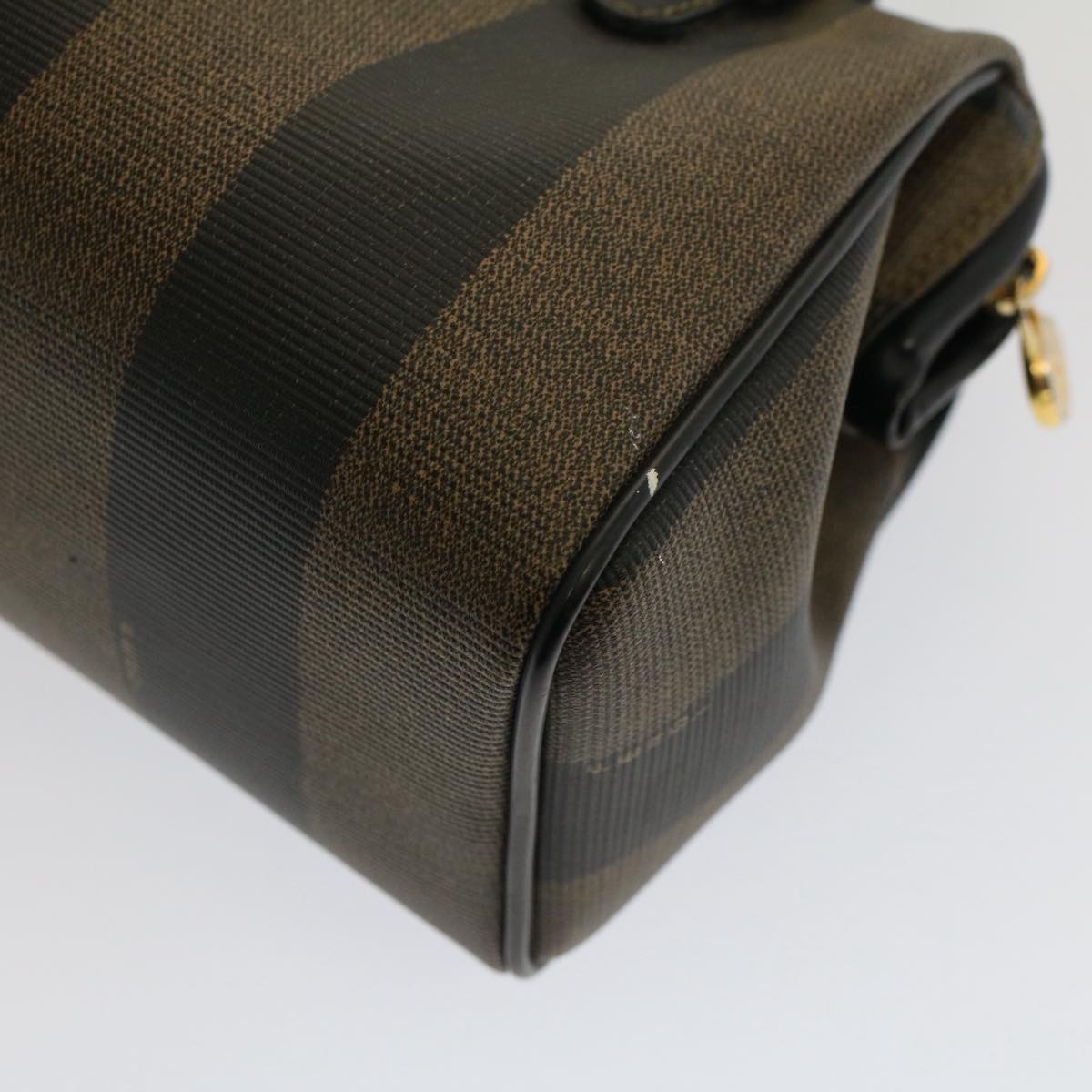 FENDI Pecan Canvas Mini Boston Bag Black Brown 52490