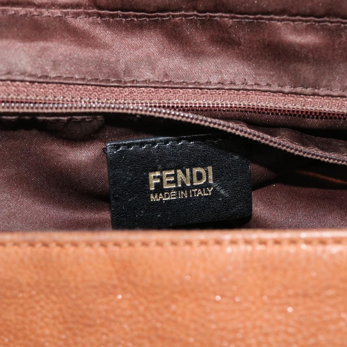 FENDI Mamma Baguette Shoulder Bag Leather Beige 52497