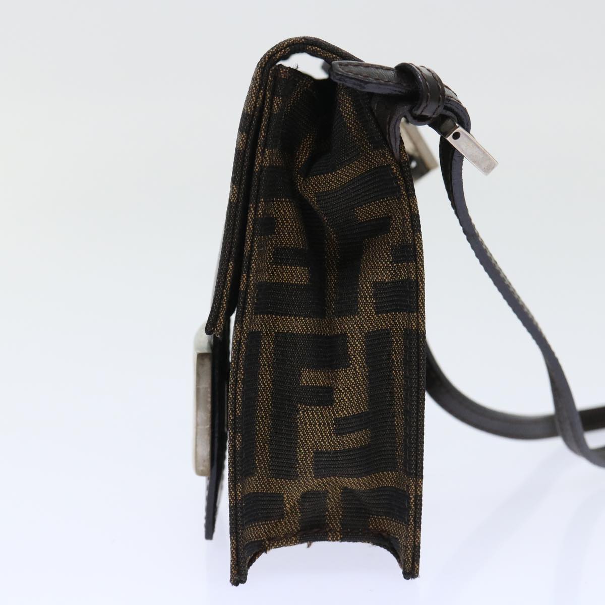 FENDI Zucca Canvas Mamma Baguette Shoulder Bag Brown Black 52735