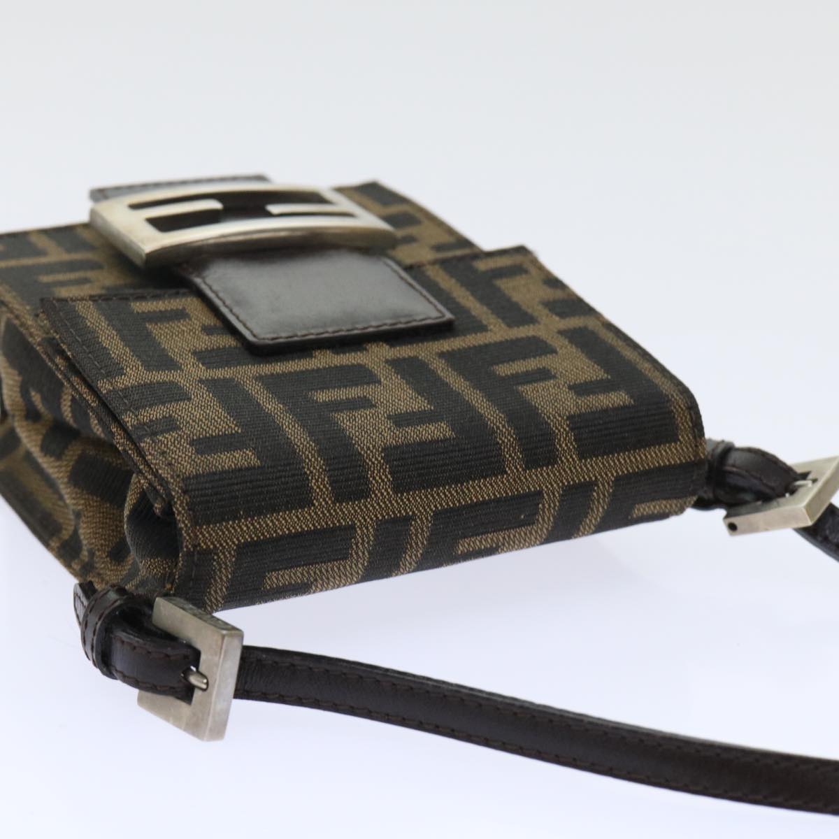 FENDI Zucca Canvas Mamma Baguette Shoulder Bag Brown Black 52735